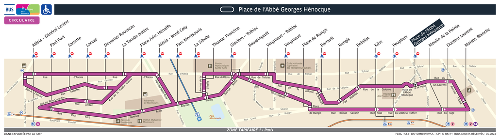 Bus line route La Traverse Bièvre – Montsouris